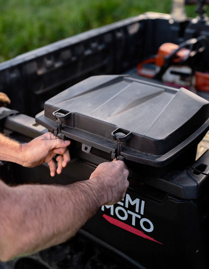 KEMIMOTO UTV Bed Storage Box, 7.4 US Gal Waterproof Solid Easy Install Lockable Cargo Storage Box Trunk Bin Organizer Rear Bag, Compatible with Can-Am Defender & Defender MAX 2016-2026 UTV Accessories
