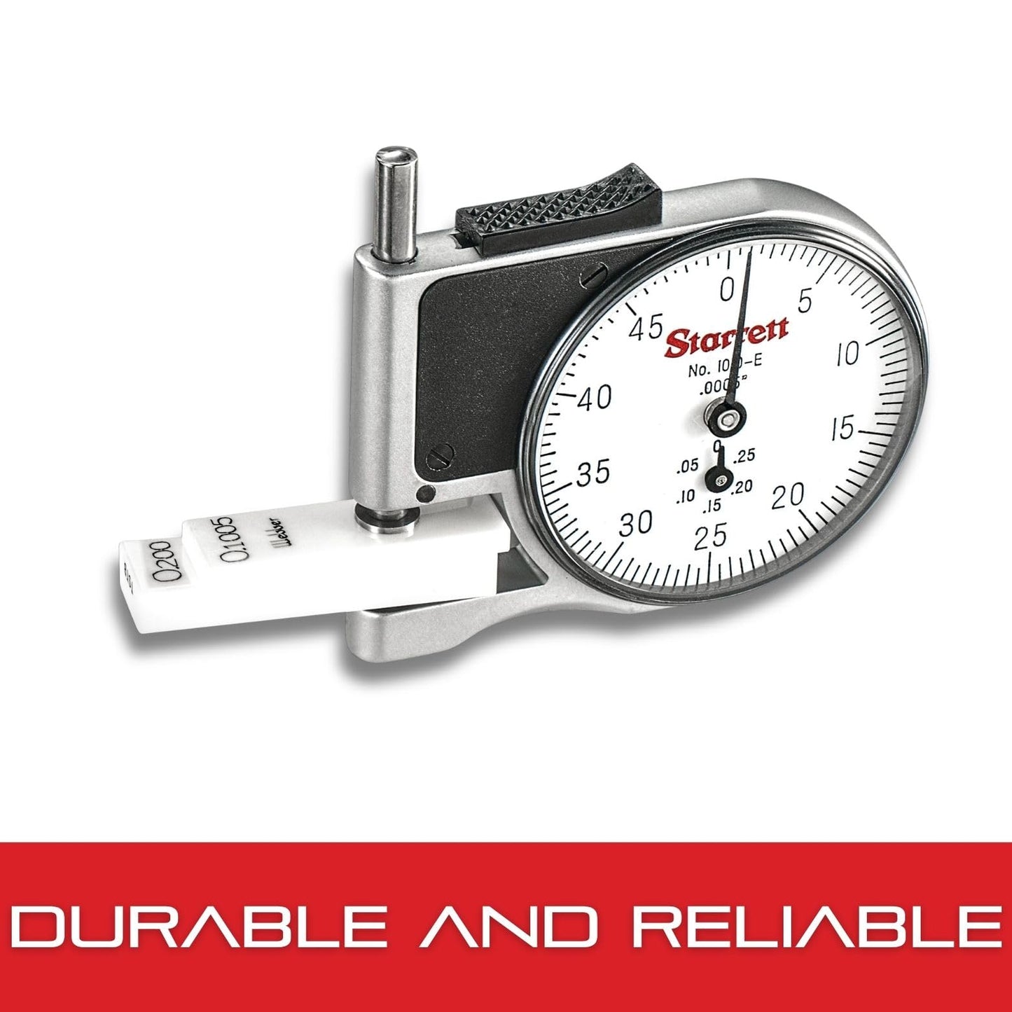 Starrett Dial Indicator Pocket Thickness Gage with Chrome Plated Case for Materials up to 3/8" Thick - 0-.375" Range, 0-100 Dial Reading, .001" Graduation - 1010Z