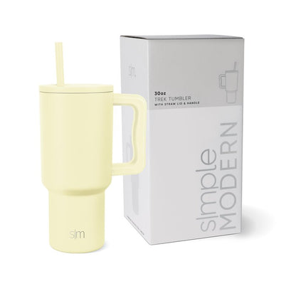 Simple Modern 30 oz Trek Tumbler with Handle and Straw Lid | Cup Holder Friendly Insulated Stainless Steel Travel Mug | Buttercup