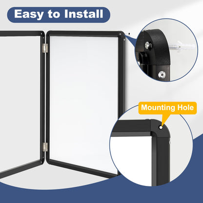 Enclosed Bulletin Board, 36"x24" Enclosed Bulletin Board with Locking Door Outdoor Weatherproof Enclosed White Board, Black Aluminium Frame Enclosed Whiteboard for School, Office, Venue, Hospital
