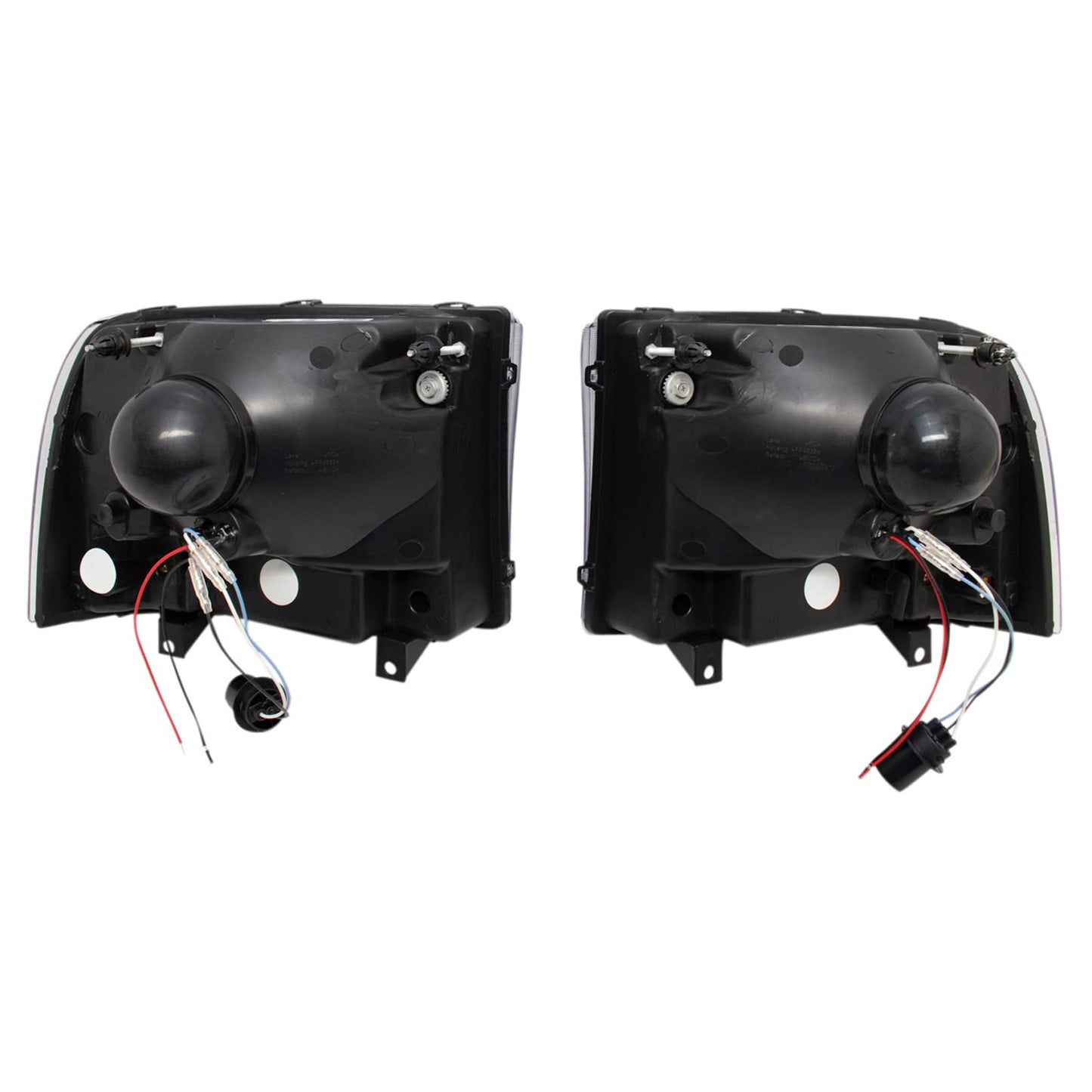 TRQ 2 Piece Headlight Assembly Set Performance LED Daytime Running Lights Black Bezel Driver & Passenger Side Compatible with Ford Excursion 2000-2004 F250 F350 1999-2004 F450 F550 1999-2003