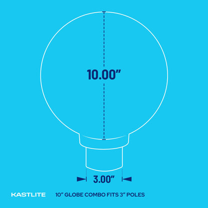KastLite Lamp Post Globe Combo | 10in White Acrylic Lens | Black Fitter | Fits 3in Posts | Includes 5000K LED Bulb | Model KL-X-20010-W