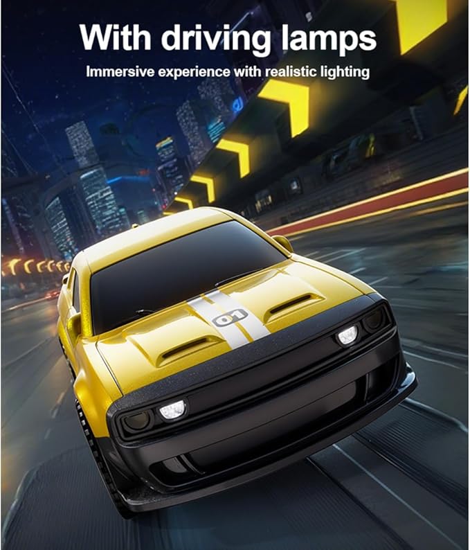 RC Alloy Racing Car 1/43 Scale 2.4G 5CH Mini Drift Car with ulti-Light System Dual-Speed Modes APP Control