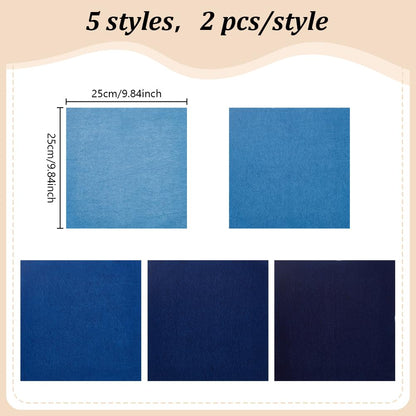FREEBLOSS 10Pcs Sashiko Fabric Sashiko Mending Kit Patchwork Cotton Quilt Fabric Pre-Cut for Sewing Quilting Supplies Fabrics Squares 9.84 * 9.84''