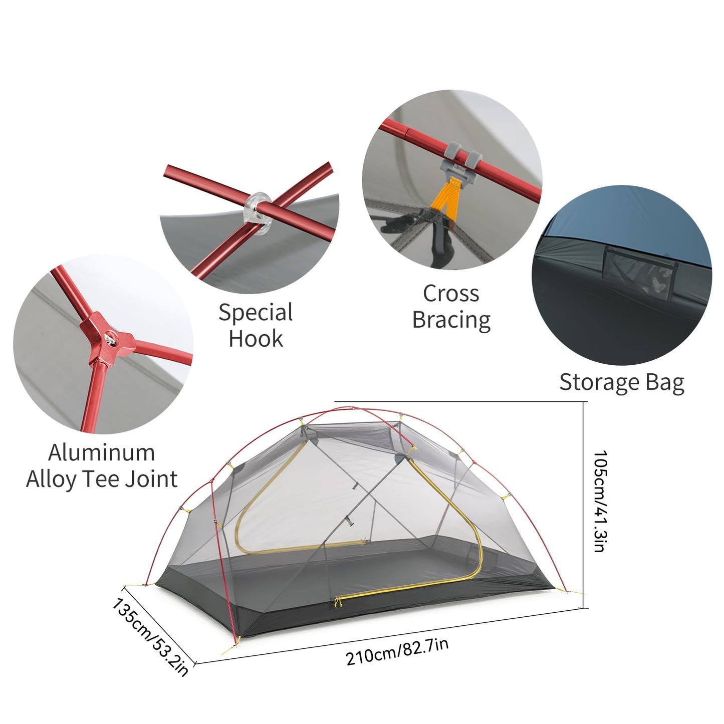 Naturehike Mongar 2 Person Backpacking Tent, 3 Season Camping Tent Ultralight Double Layer Free Standing Two Person Tents for Camping Hiking Cycling