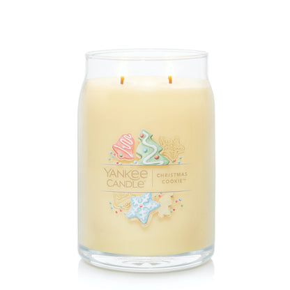 Yankee Candle Christmas Cookie Scented Signature 20oz Large Jar 2-Wick Candle Over 60 Hours of Burn Time Gifting Home Decor Vanilla Butter Scent