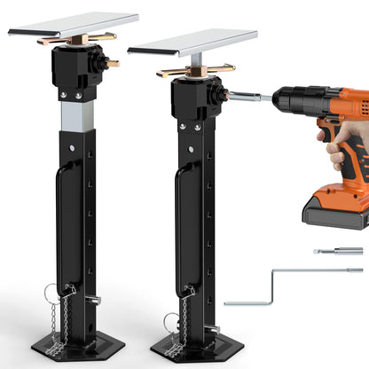 RV Slide Out Support Jacks 16"-36"(Electric Drill Adjust) 2 Pcs Heavy Duty RV Stabilizer Jacks for Camper and Travel Trailer, Supports Up to 5,000 lbs and Aluminum Gear Box
