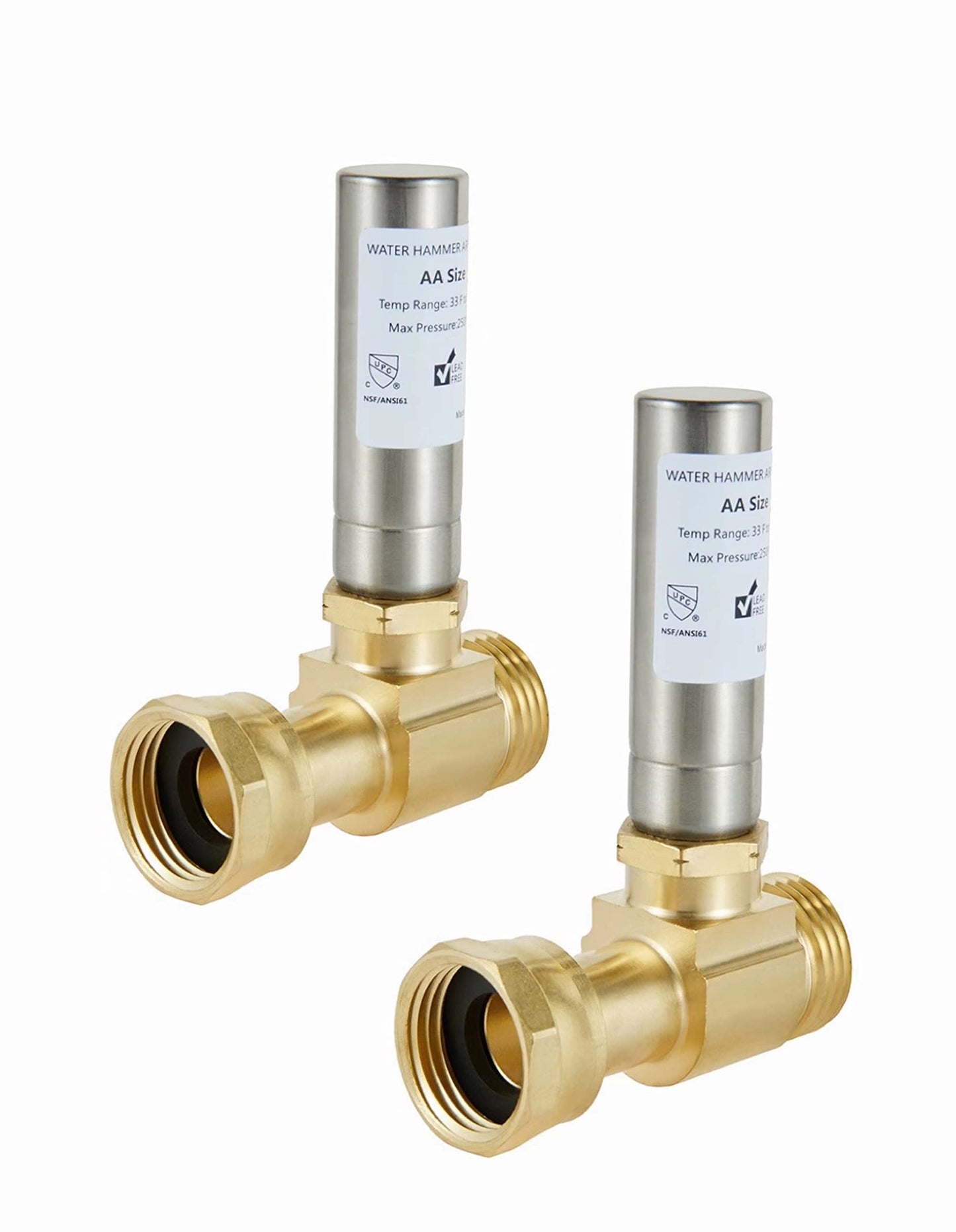 (Pack of 2) EFIELD S-241 Stainless Steel Water Hammer Arrestor For Washing Machine, 3/4 Inch Swivel FHT x 3/4 Inch MHT,(HAMMER020-2PCS)