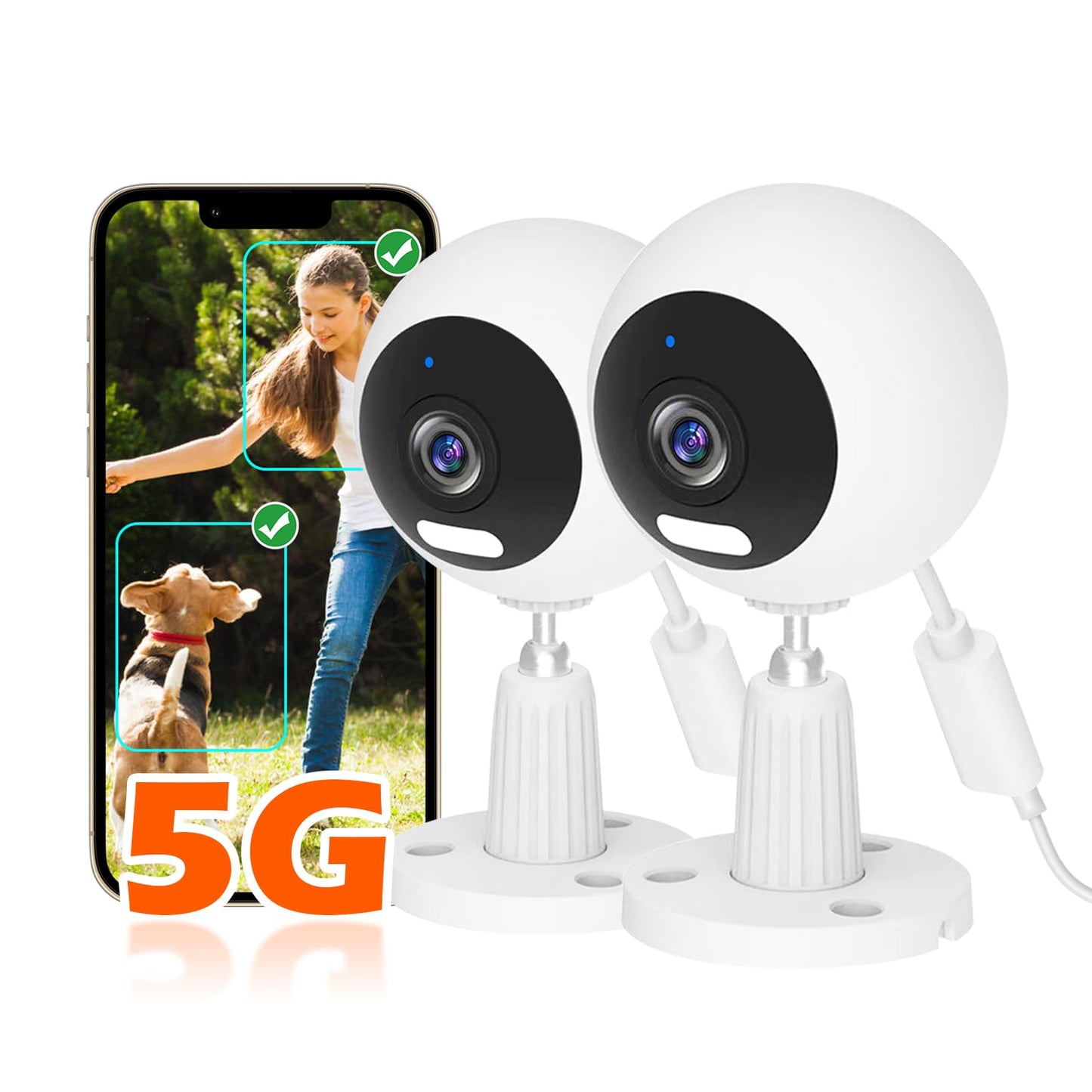 GUOANVISION 5G/2.4G Indoor/Outdoor Security Camera for Baby Monitor, Indoor Camera for Dog/Cat/Pet/Nanny/Baby/Elder, IP66 Waterproof, 3 Night Vision, Motion Detection, SD/Cloud