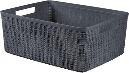CURVER Jute Basket - 100% Recycled Plastic, Rectangular Design, 12L Capacity - Dark Grey