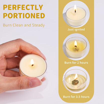 12 Pack Beeswax Tealights Candles, Rose Scented Tea Light Candle, 4 Hours White Tea Scented, Soy & Beeswax Candles with Essential & Natural Oils for Home & Party (Rose)