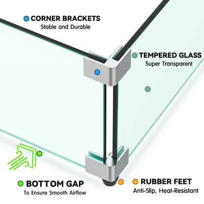 Skyflame 42" X 18" Rectangular Fire Pit Glass Wind Guard Replacement for Outdoor
