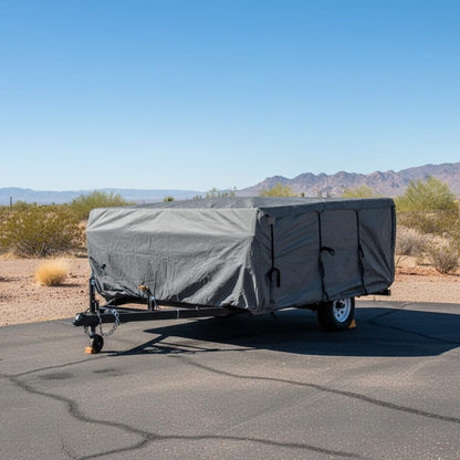 GEARFLAG Pop-up Camper Cover fits 14' - 16' Reinforced Windproof Side-Straps, Anti-UV Water-Resistance Heavy Duty Triple Layers for Trailer RV (Fits 14' - 16')