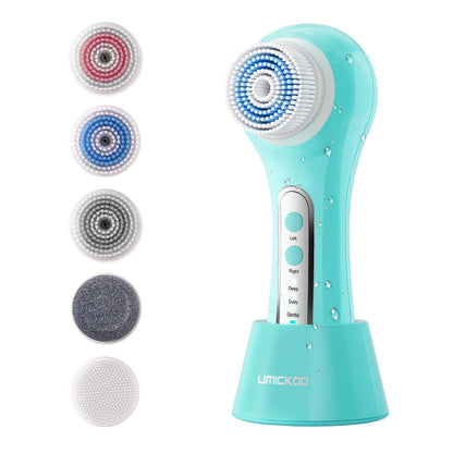 Face Scrubber Exfoliator,Facial Cleansing Brush Rechargeable IPX7 Waterproof with 5 Brush Heads,Electric Face Spin Brush for Exfoliating, Massaging and Deep Cleansing