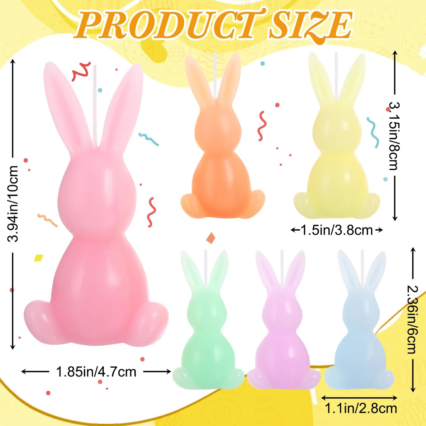 Lounsweer 6 Pcs Large Easter Bunny Candles Gift Set 3 Size Rabbit Shaped Unscented Votive Tea Lights Candles for Easter Spring Party Supplies Home Table Centerpieces Decor