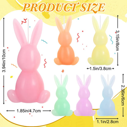 Lounsweer 6 Pcs Large Easter Bunny Candles Gift Set 3 Size Rabbit Shaped Unscented Votive Tea Lights Candles for Easter Spring Party Supplies Home Table Centerpieces Decor