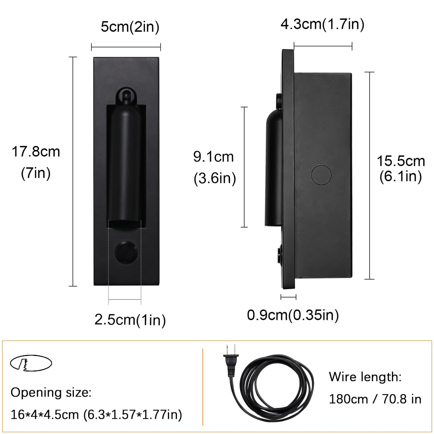 YFMYY Set of 2 Led Headboard Wall Light, 350°Rotation Portable Plug in Wall Sconce Hardwired, Bedside Reading Light Recessed Push Switch, Hotel Bed Side Decor Wall Sconces Spotlight (Matt Black)