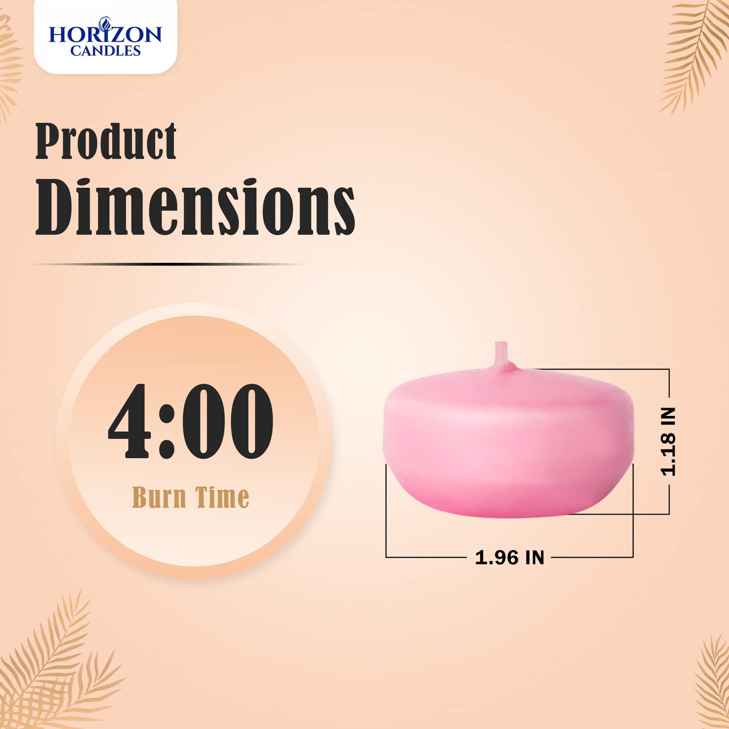 Horizon - Unscented 24 Piece Floating Candles for Parties | 2" Dripless and Smokeless Floating Candles with 5 Hours Burning Time for Centerpieces at Wedding, Pool, Home Decor | Baby Pink