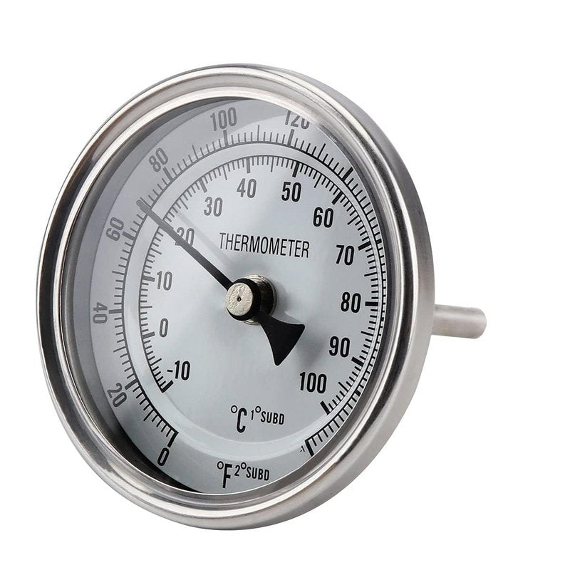 3" Dial 2" Probe FERRODAY 1/2 NPT Stainless Steel Dial Thermometer 1/2 NPT Homebrew Kettle Thermometer Weldless w/O-Rings 0-220ºF Kettle Stainless Steel Brew Pot Thermometer