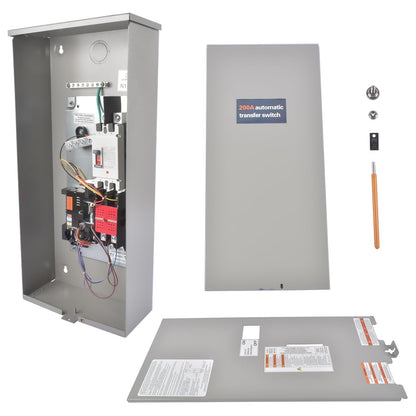 200 Amp Single Phase Generator Automatic Transfer Switch Compatible with Generac RXSW200A3, 120/240V, NEMA 3R Aluminum Enclosure, Indoor/Outdoor Use, Power Management Compatible