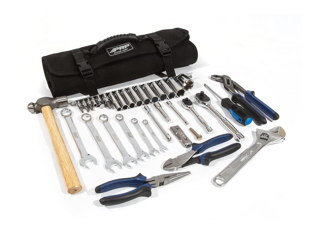 PRP UTV Tool Kit for Polaris RZR - Includes 41 Essential Tools, Roll-Up Storage Bag with Easy-Grab Handle, Mounts to Vehicle