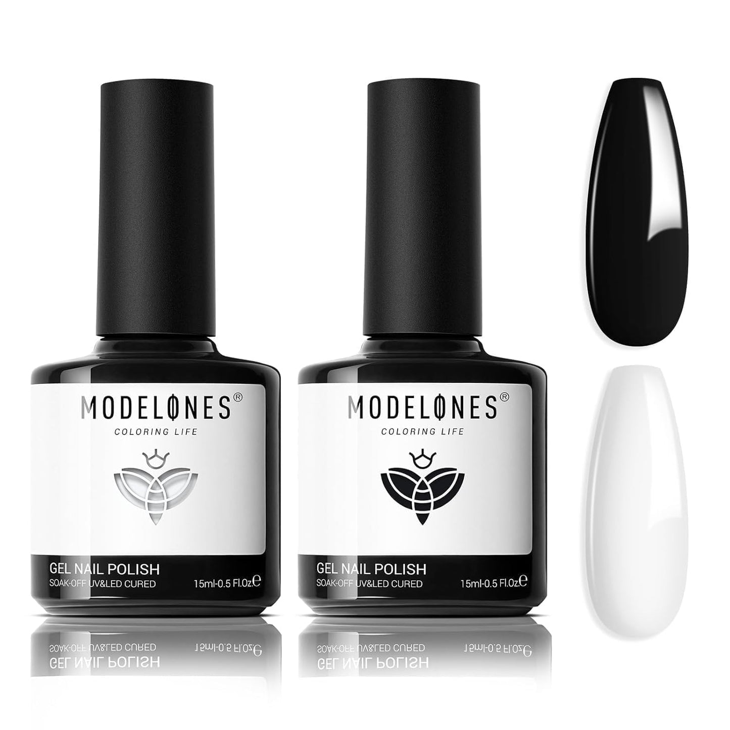 modelones Gel Nail Polish Set 2 Pcs 15ml French Manicure Kit White Nude Pink Jelly Sheer Gel Polish Soak Off UV LED Classic French Tip Gel Polish Natural Nail Art DIY Gift for Women