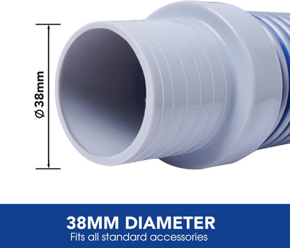 POOLWHALE Professional Swimming Pool Vacuum Cleaner Hose - 1.5” Extension Kit, 8 Pieces - Compatible with All Major Cleaners