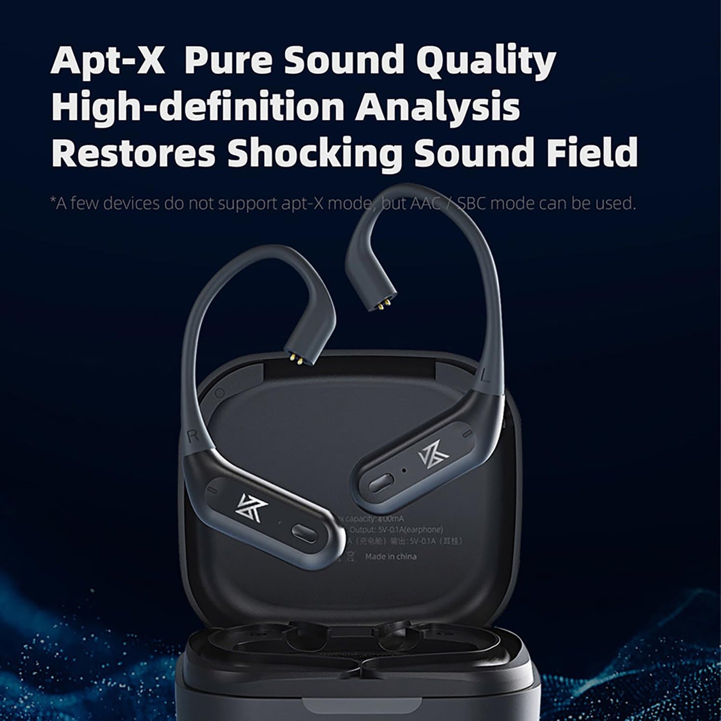 CCA KZ AZ09 PRO Bluetooth 5.2 Module IEM Bluetooth Adapter Waterproof Ear Hook Extra Long Battery Life Cable for KZ ZS10 PRO/ZSN Pro X/ZSN PRO/ZEX PRO/AS16 PRO/Zax/DQ6 Polaris/C12/CRA PRO(C pin)