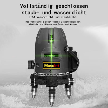 (Outdoor Superbright) 5 Lines Outdoor Green Laser Level 360 Self Leveling Precision Level Tool Super Brightness 5 Strong Light Spots Can Rotate 360 Degrees Digital Lithium Ion Battery High Capacity
