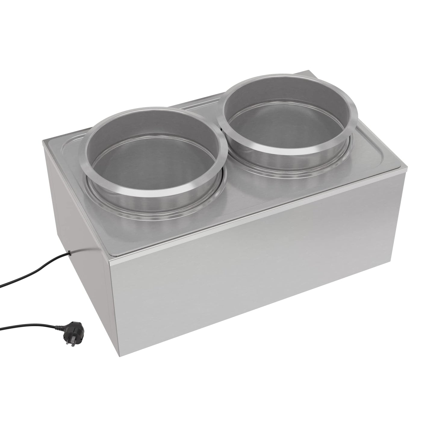 KoolMore Commercial Bain Marie Countertop Food Warmer, Soup Station, and Buffet Table Server with Two Serving Pots and Tap, Stainless-Steel Steamer with Auto Shut Off (CFW-4T), Silver
