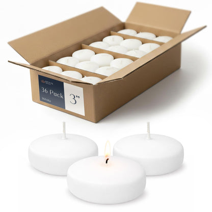 Floating Candles 3 inches, White Unscented Dripless Wax Discs | Long Burning Floating Candles for Centerpieces up to (8-10) Hour Burn Time, Weddings, Parties, Home Décor & Holidays | Royal Imports