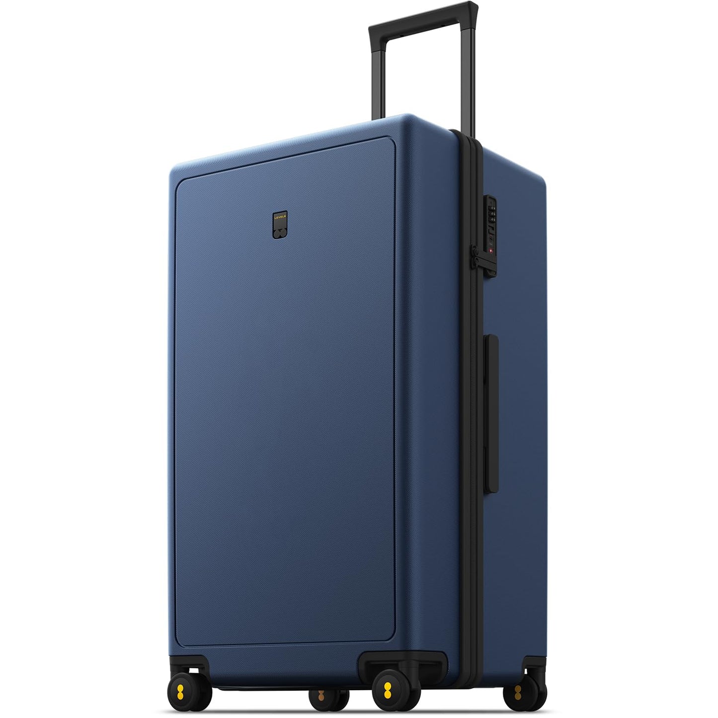 LEVEL8 Trunk Luggages, 28 Inch Luggage with Spinner Wheels, Luminous Textured Checked Large Hard Shell Lightweight with Tsa Lock, Navy