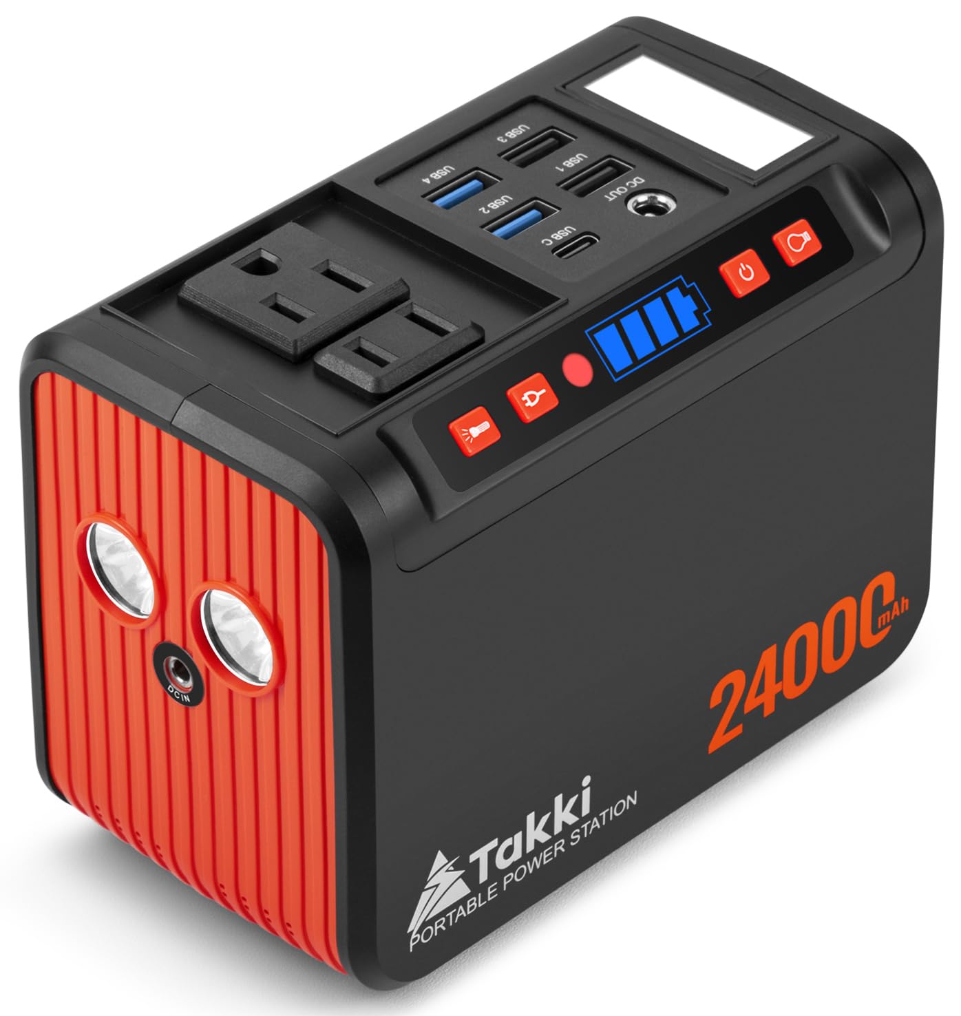 Takki 88.8Wh Portable Power Station Peak 120W Lithium Battery Small Generator Power Bank with 110V AC Outlet Battery Backup for Camping Home Use Emergency(Solar Panel Optional)
