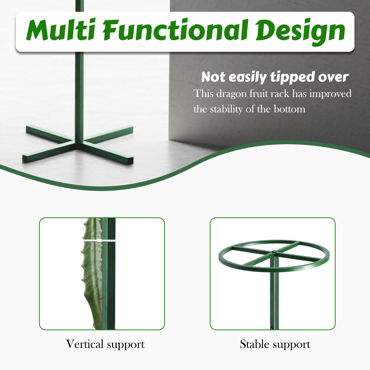 Gavinjitao 62" Round Metal Dragon Fruit Trellis，Adjustable Dragon Fruit Plant Trellis for Vertical Gardening and Climbing Plants Trees Cactus Garden Outdoor Indoor Potted Support Green