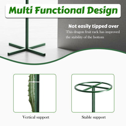 Gavinjitao 62" Round Metal Dragon Fruit Trellis，Adjustable Dragon Fruit Plant Trellis for Vertical Gardening and Climbing Plants Trees Cactus Garden Outdoor Indoor Potted Support Green