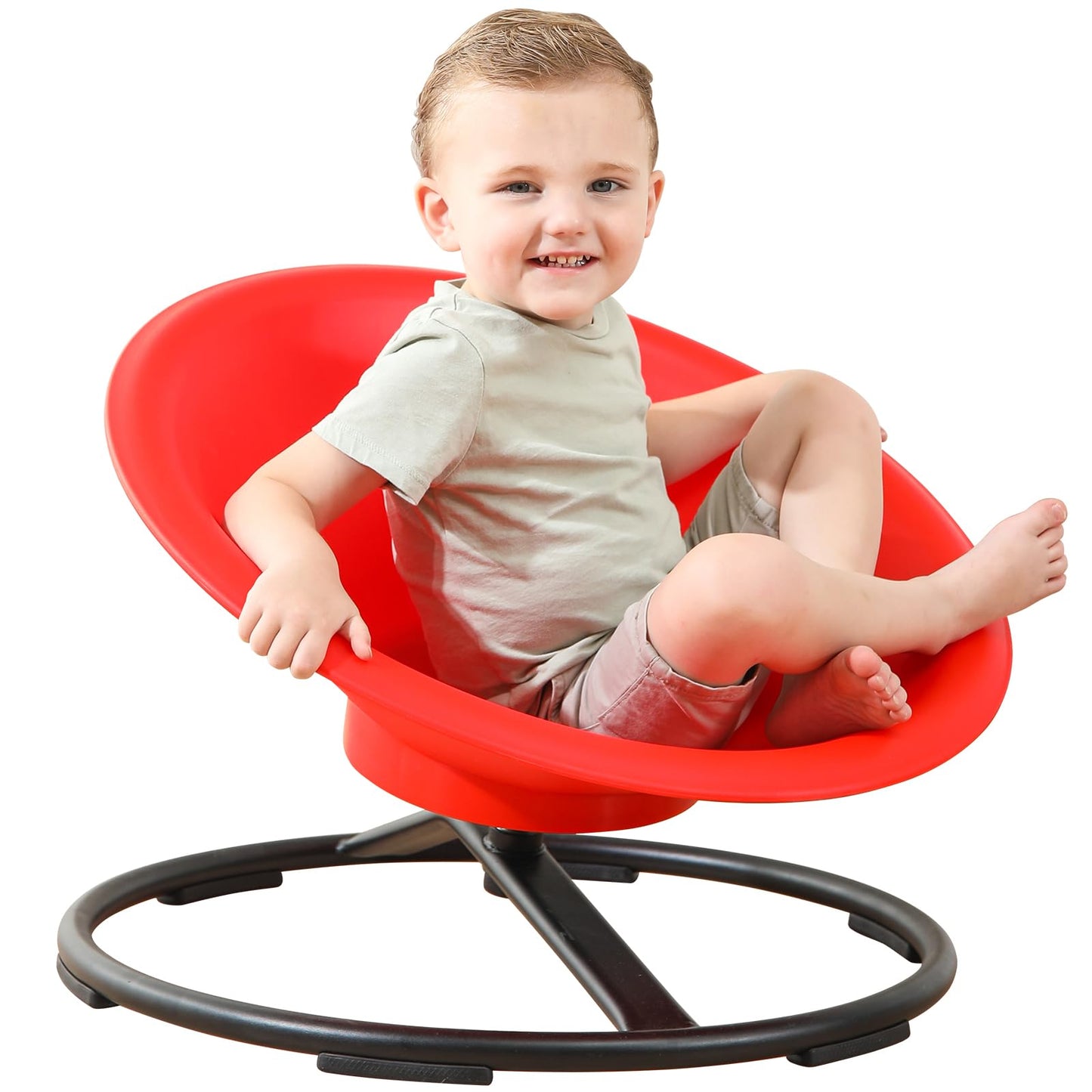 HAPPYMATY Spinning Chair for Autistic Kids, Sit and Spin Autism Toys for Age 3+, Sensory Swivel Chair Enhancing Motor Skills, Educational Indoor & Outdoor Toys (Red)
