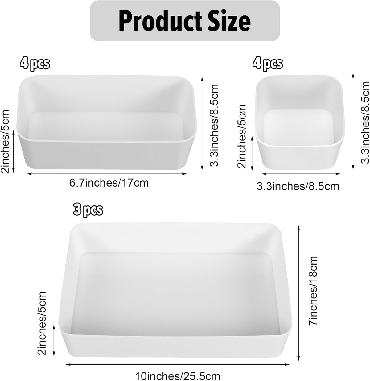 Kifmurase 11-Piece Stackable Plastic Drawer Organizer Set - Versatile Divider Trays for Makeup, Jewelry & Gadgets