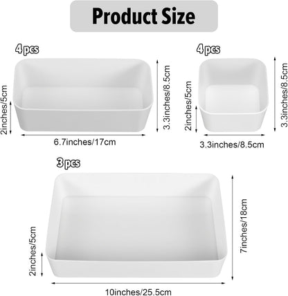 Kifmurase 11-Piece Stackable Plastic Drawer Organizer Set - Versatile Divider Trays for Makeup, Jewelry & Gadgets