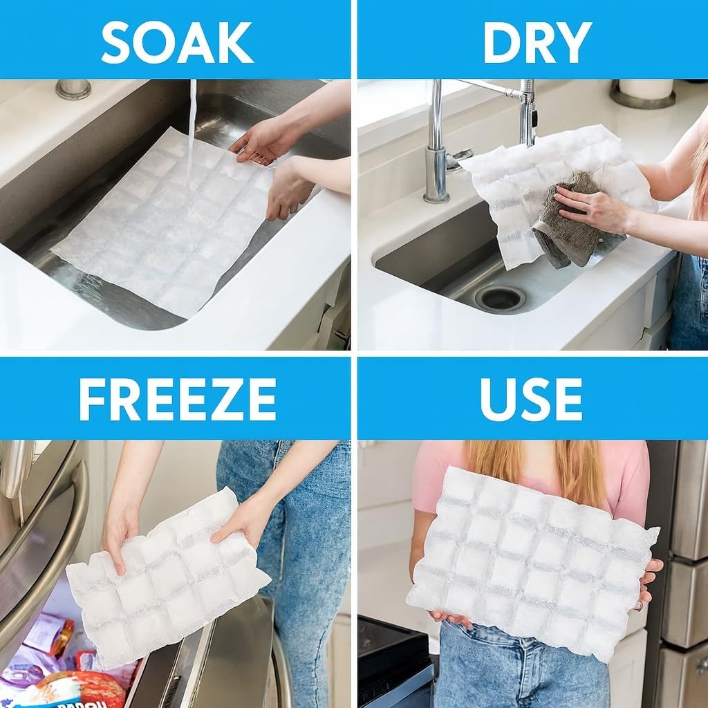 ThermaFreeze Bulk Ice Sheets: 600-Count Dry Flat Packs for Cold Shipping; Long-Lasting Packs: Keep Cardboard Boxes, Coolers, Lunchboxes Cool - Reusable Flexible Ice Blanket 9"x16.5" 600 ct