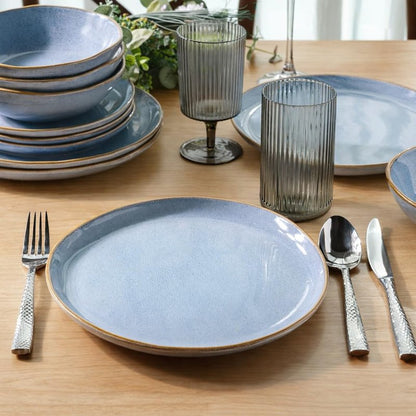 AmorArc Ceramic Dinnerware Sets,Handmade Reactive Glaze Stoneware Plates and Bowls Sets,Highly Scratch Resistant | Dishwasher & Microwave Safe Dishes Set,Service for 4 (12pc)