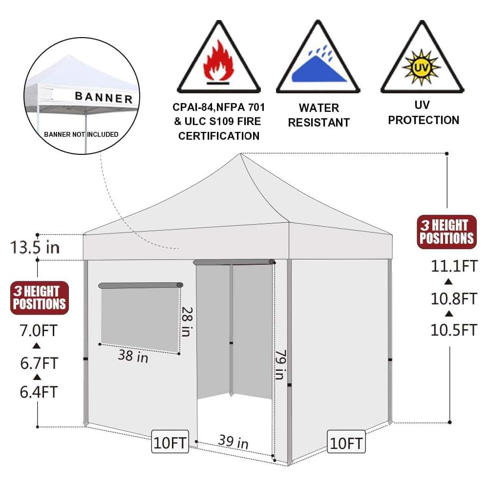 Eurmax USA 10x10 Pop Up Canopy Tent,Commercial Tent with Patented No-Tip Rolling Bag,4 Zippered Removable Walls,UV & Water Resistant Canopy Top,Heavy Duty Outdoor Gazebo,Instant Shelter(White)
