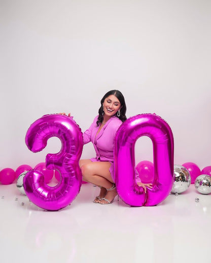 Rosy Purple 4 Balloon, Number Balloons 40 Inch, 4th Birthday Decorations for Girls Four Large Numbers for Party Decor, Number 4 Balloon