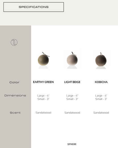 LAWA Sphere Candle - Beautiful Handmade Pillar Soy Wax Elegant Aesthetic Candle Housewarming Gift Home Room Shelf Decor Idea (Earthy Green, Set of 2)