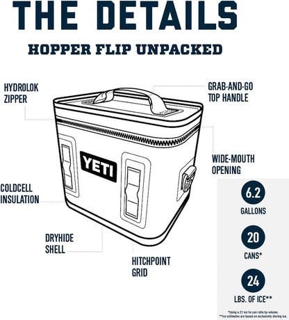YETI Hopper Flip 18 Portable Soft Cooler, Classic Navy