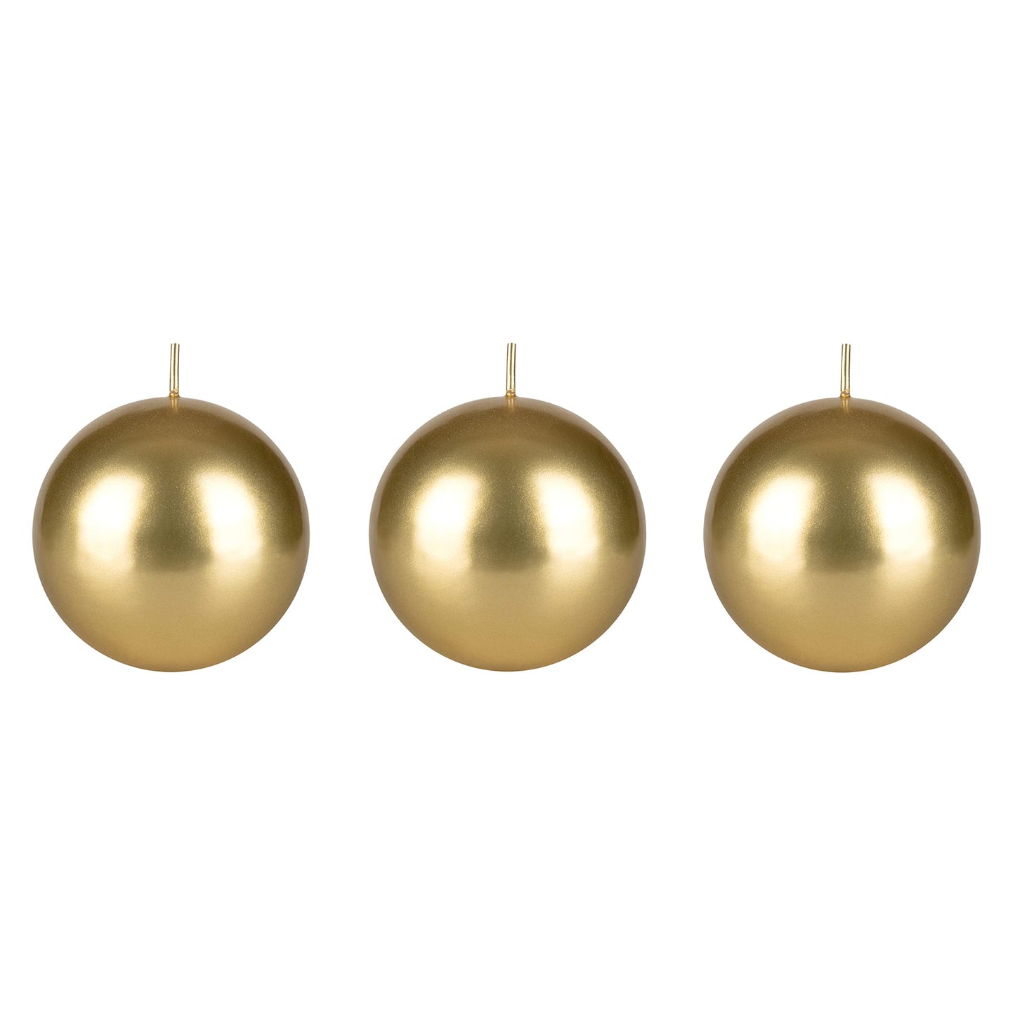 Mega Candles 3 pcs Unscented Gold Ball Round Candles, Hand Poured Premium Wax Candle 3 Inch x 3 Inch, Home Décor, Wedding Receptions, Occasions, Events, Festivities, Meditations, Relaxation