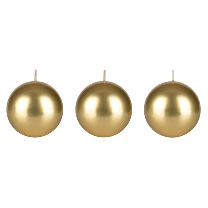 Mega Candles 3 pcs Unscented Gold Ball Round Candles, Hand Poured Premium Wax Candle 3 Inch x 3 Inch, Home Décor, Wedding Receptions, Occasions, Events, Festivities, Meditations, Relaxation