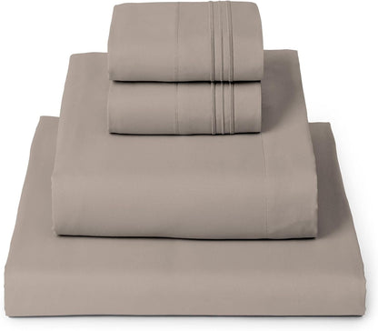 Mellanni King Sheets Set - Luxury 4 PC Bedding Collection | Extra Soft, Cooling, Wrinkle-Resistant (King, Tan)