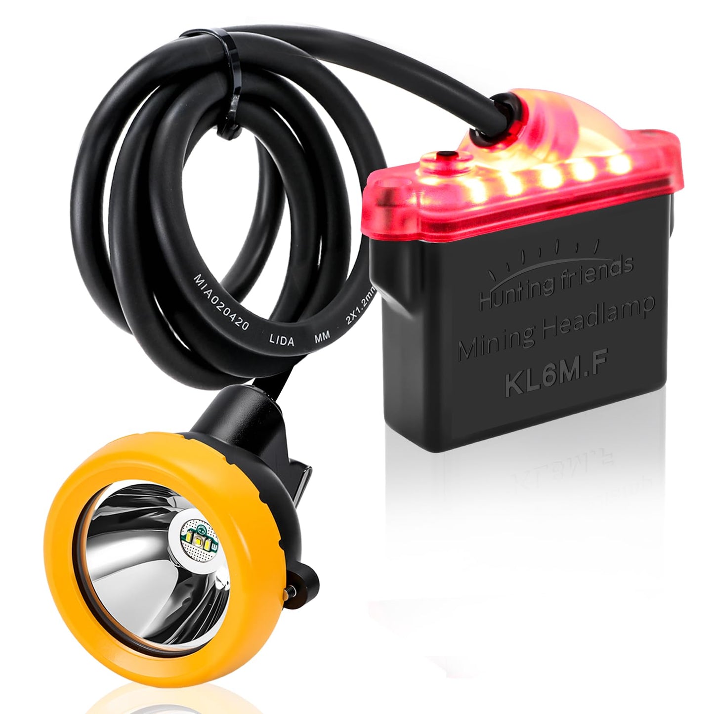 Safety LED Mining Headlamp 1+2 Lights with Battery Pack, Waterproof Explosion-Proof Coal Miner Head Torch, Hard Hat Cap Lamp for Underground Tunnel Construction, Outdoor Work (KL6M.F-White Light)