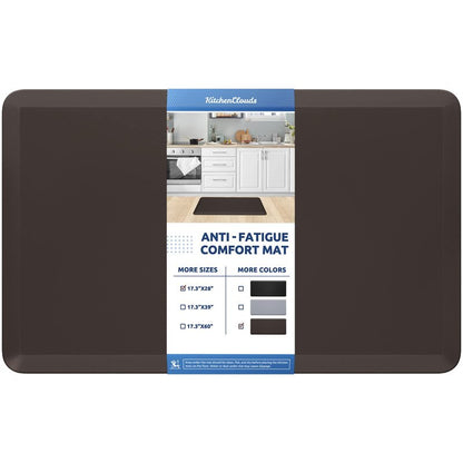 KitchenClouds Kitchen Mat Cushioned Anti Fatigue Rug 17.3"x28" Water Resistant Non Slip Standing Desk Mat Comfort Floor Mats for Kitchen House Sink Office (Chocolate)