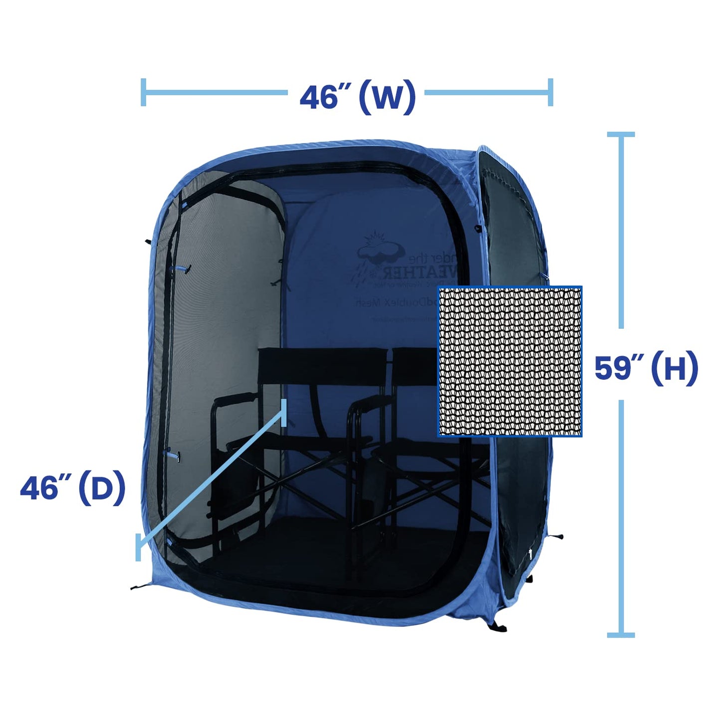Under the Weather WeatherPod Tank MyPod™ Mesh 1-2 Person Pop-Up Screen Tent Pod - The Original Shark Tank - Keeps Out Bugs, Mosquitos with UPF 50 Sun Protection, Navy
